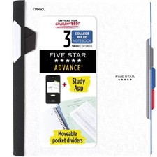 Five Star Advance 3-Subject Spiral Guard Notebook: 8-1/2 in. x 11 in. White 