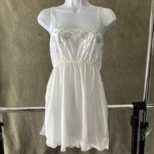 Vtg 70's Sears Lace Babydoll Chemise Top Med 36 Side Slips Boho Floral USA Made