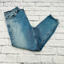 AGOLDE Nico High Rise Slim Jeans Medium Wash Blue Distressed Hem Size Button Fly