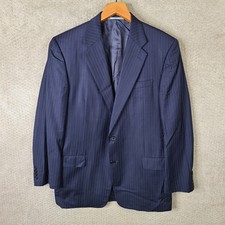 Hickey Freeman Jacket Mens 42L Blue Striped Blazer Wool 2 Button Suit Coat
