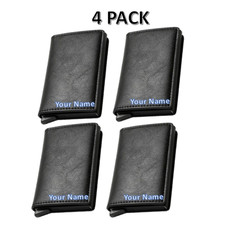 4 Pack Slim Minimalist PU Leather Wallet RFID Blocking Front Pocket Engrave Name