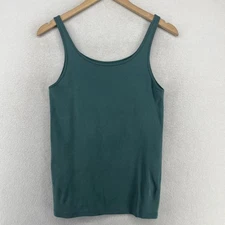 EILEEN FISHER Tank Top L Organic Cotton Ribbed Jersey Cami Scoop Neck Green