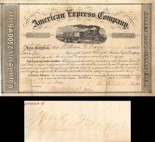 American Express Co. Issued to and Signed by William G. Fargo and John Butterf