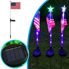 Solar US Flag Light - Patriotic, Waterproof Outdoor for July 4th  Memorial Day