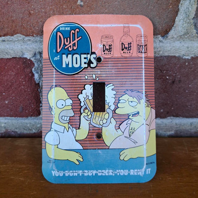 Vintage 2003 The Simpsons Homer Barney Duff at Moe's Metal Lightswitch Cover