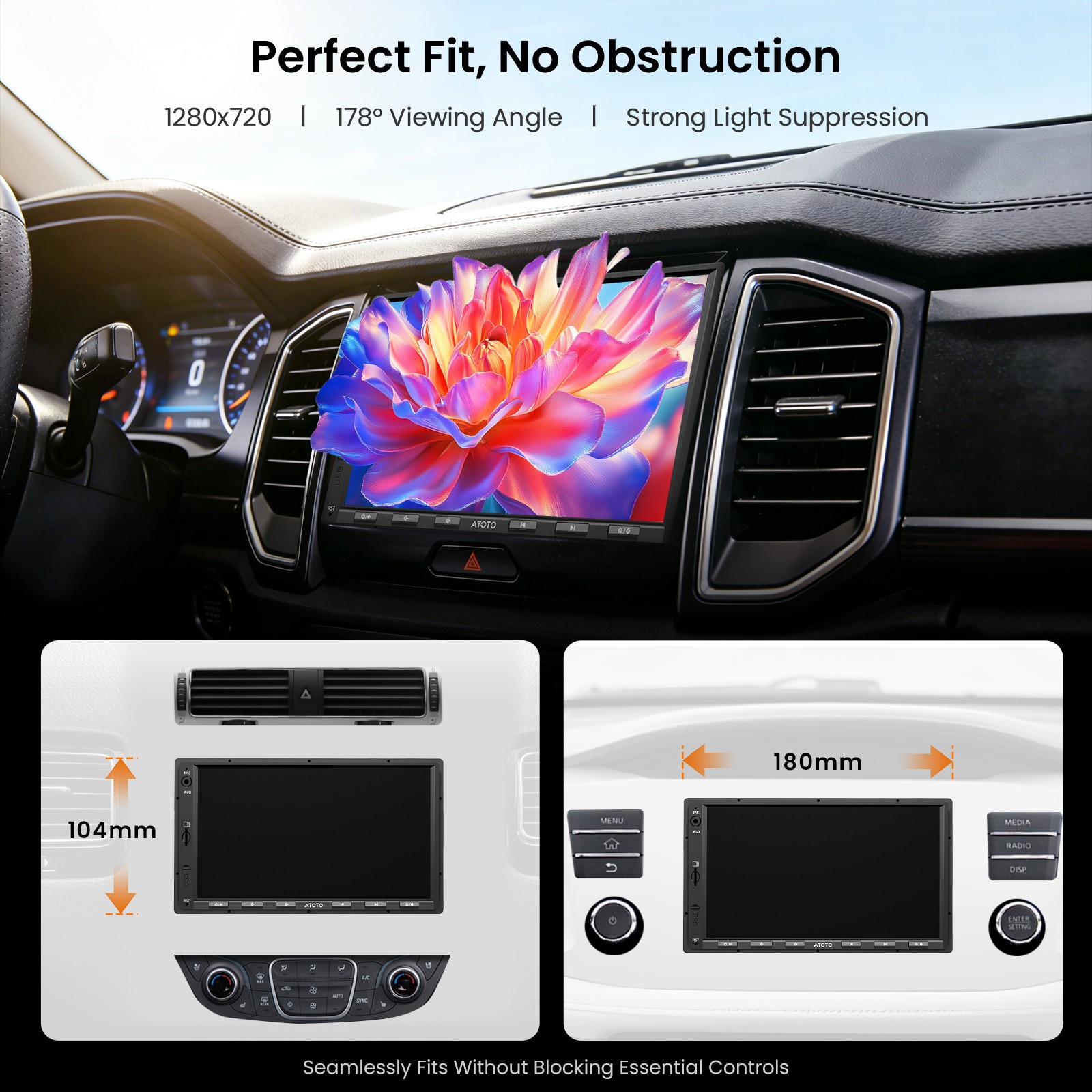 ATOTO A5L 7" Autoradio Android + 720P Cam CarPlay Android Auto Telecamera 2+32GB - Miniatura 4