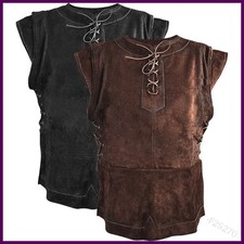 Gothic Men's Bandage Pirate Renaissance Knight Waistcoat Tunic Jacket Vintage