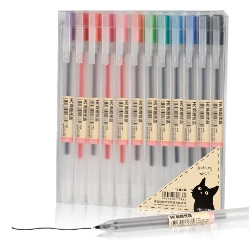 Premium 12 Gel Ink Pens Fine Point Pens Ballpoint Pen 0.5mm Muji