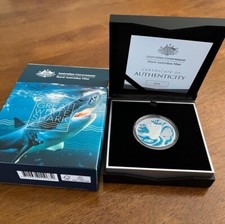 2022 Australian Great White Shark 1 oz Silver Colored Proof  $5 Coin