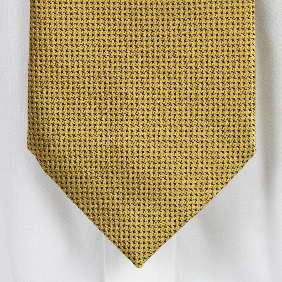 Corbata de seda de felpa extra a cuadros dorados colección de lujo Stefano Ricci como nueva 3,75 x 60 Foto 3 de 4