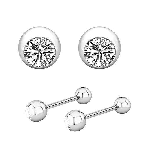 20PCS CZ Earrings Ear Stud Set Surgical Steel Bone Stud for Women Men Jewelry - Picture 8 of 17