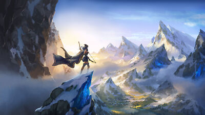 League of Legends ashe mountains sky fantasy city playmat gaming mat