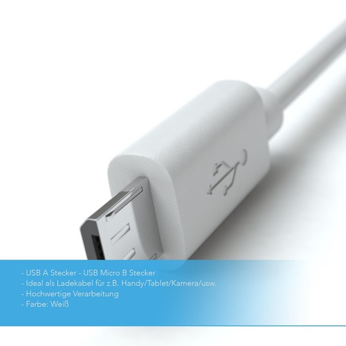 Kabel do transmisji danych micro USB 1m do Samsung, Huawei, Xiaomi, i wiele więcej - BIAŁY - Zdjęcie 3 z 5