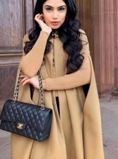 Zara Camel Kimono Coat Jacket Cape Manteco Wool Toggle Trinny Worn Once M-l