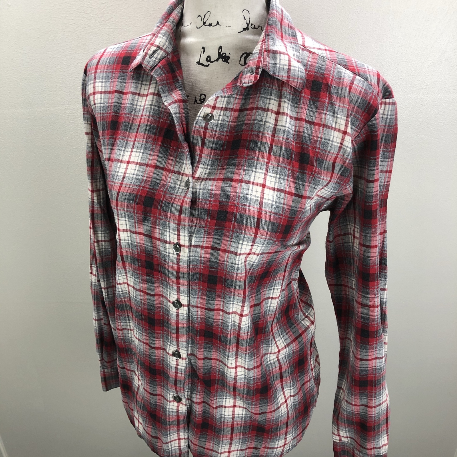 TALBOTS Button Down Collared Red Plaid Casual Shi… - image 2