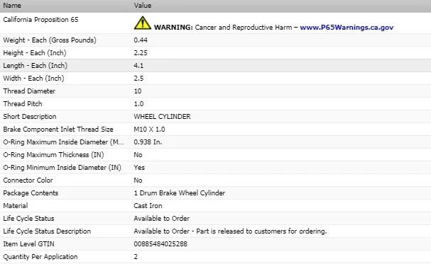 Cilindro de rueda de tambor de freno Dorman para Chevrolet Silverado 1500 2008-2013 Foto 3 de 4