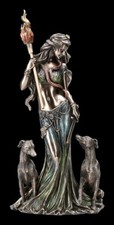 Hekate Figur - Göttin mit Hunden - Veronese griechische Göttin Dekostatue 
