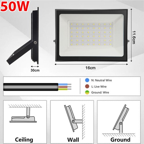 LED Flood Light 10W 20W 30W 50W 70W 100W 200W 300W Outdoor Security Garden Lamp - Picture 31 of 40