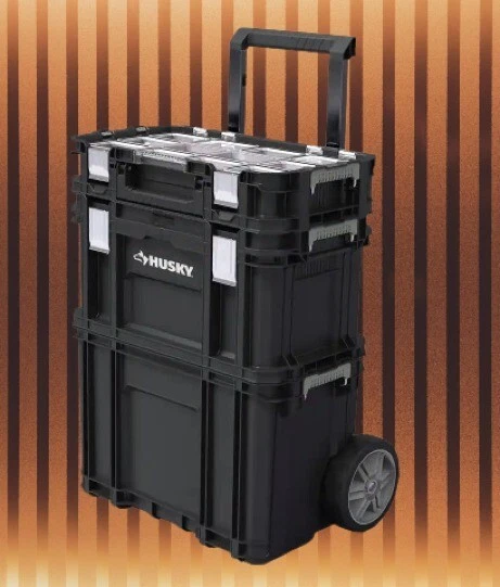 22 in. Husky Portable Rolling Tool Box on Wheels Cart Part Organizer Storage Bin