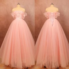 Pink Off the Shoulder Wedding Dresses Beaded Glitters Lace Bridal Gowns