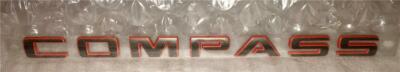 NEW COMPASS NAMEPLATES EMBLEM OEM, NEW DARK GREY + ORANGE/RED COLOR