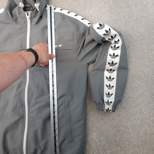 Adidas Mens Jacket Medium Grey Taped Windbreaker Firebird SST Originals Trefoil - Imagen 8 de 11