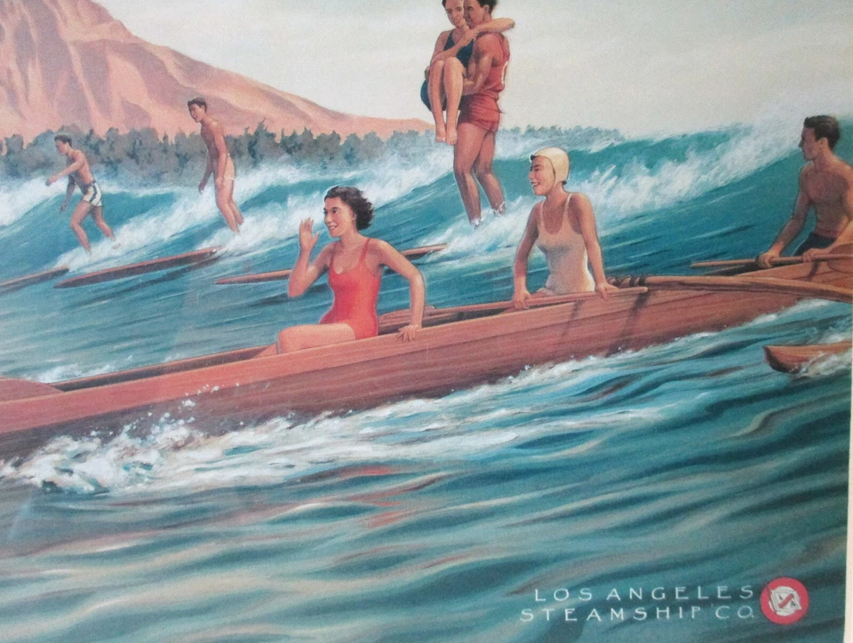 WAIKIKI SURFRIDERS LOS ANGELES STEAMSHIP CO ПЕЧАТЬ Керн Эриксон в рамке 16x20 - Изображение 4 из 4