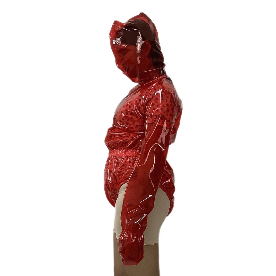 Маска с капюшоном прозрачный боди длинным рукавом ПВХ комбинезон назад молнии боди - Изображение 2 из 4