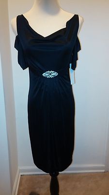 Marc Bouwer Glamit! NWT $430.00 Black Off Shoulder Short Sleeve  Dress Size 0