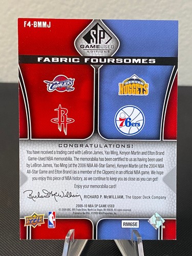 2009-10 SP Game Used Fabric Foursomes Lebron James Yao Ming Martin Bran /199 GU - Picture 2 of 2