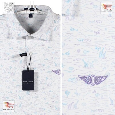 Peter Millar Crown Slim Golf Polo   2XL XXL   White Safari Olympic Club