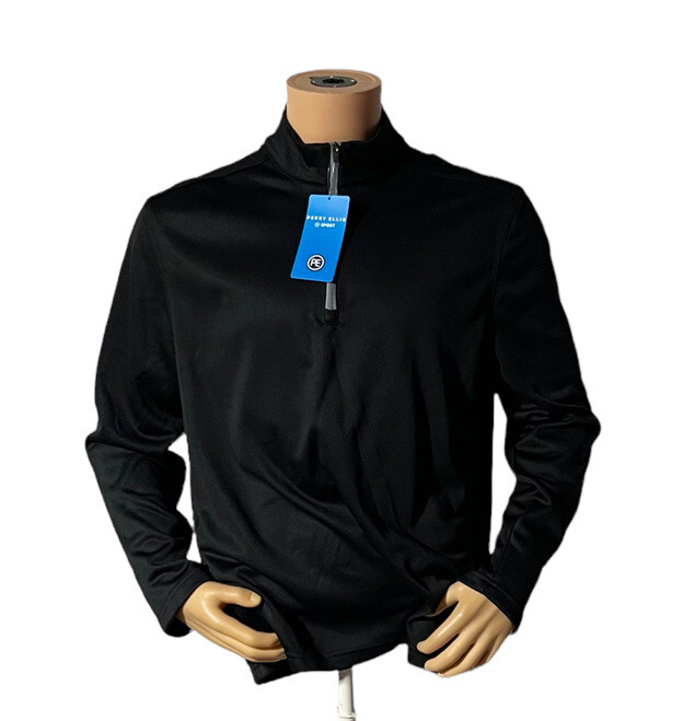 Спортивный мужской пуловер Perry Ellis на молнии 14 черный средний размер NWT98 5090₽