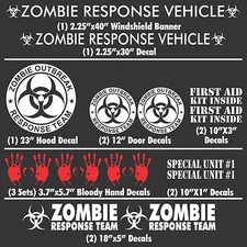 Zombie Outbreak Response Team 17 Piece Silver Vehicle sticker kit car truck set