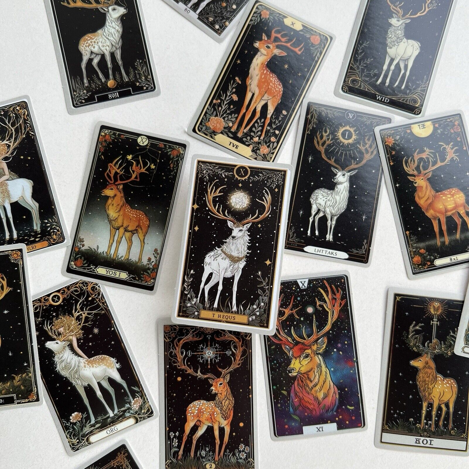 Mystic Deer Tarot Card Stickers Scrapbooking Junk Journal Laptop Phones