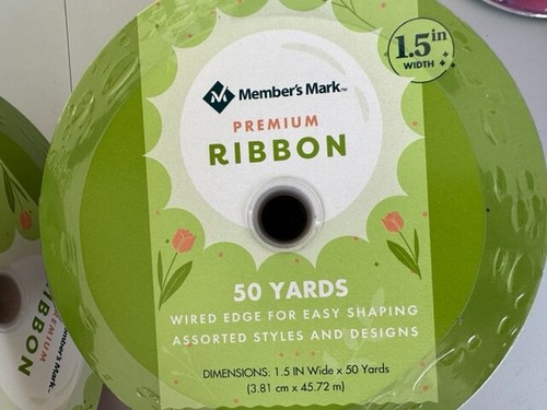 1 New 50 yards. flower floral PRINT WIRE EDGE RIBBON 1.5" Width - Picture 10 of 10