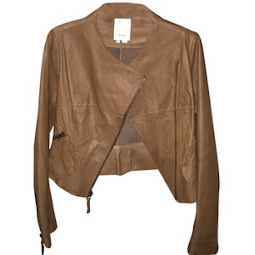 Anthropologie Elevenses hellbraune Mysa Leder Motorrad Jacke Größe XS neu ohne Etikett S/O $ 398 - Bild 2 von 12