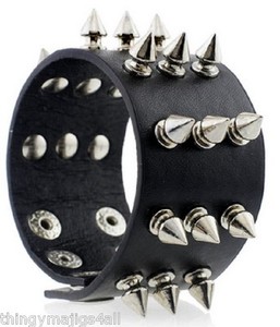 Punk Leather Black Spiked Wristband Wrist Strap Band Studded Spike Image Is Loading Punk Leather Black Spiked Wristband Wrist Strap Band
