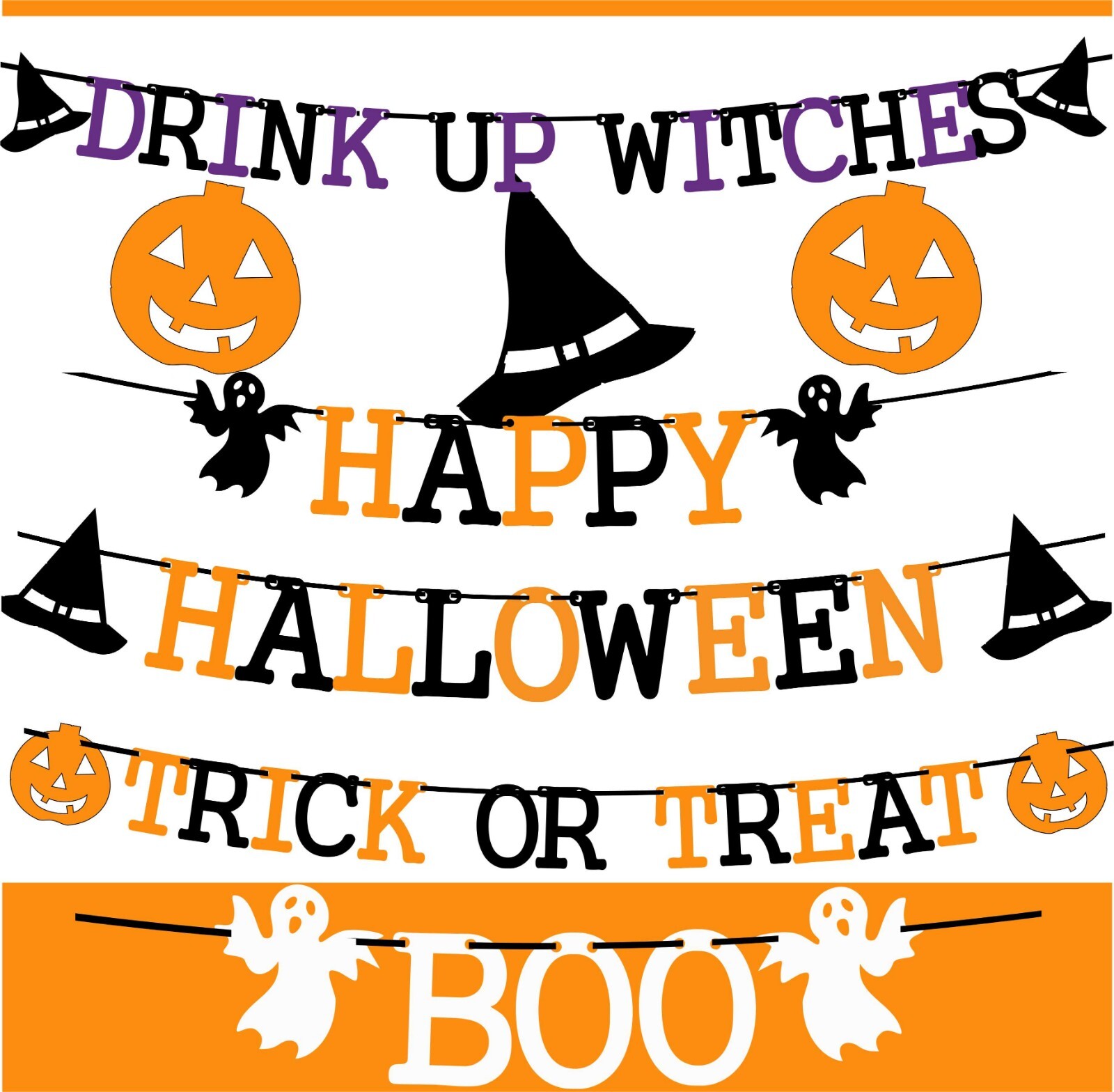 Halloween banner drink up witches trick or treat party decorations