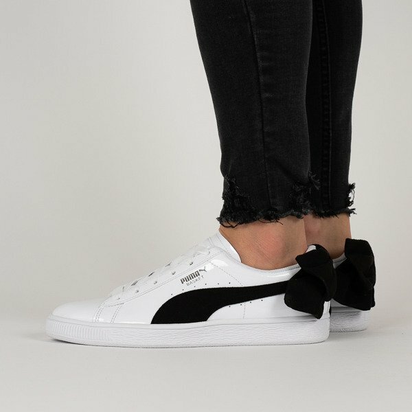 puma basket black bow white trainers