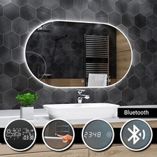 Hamburg ILLUMINATO LED specchio del bagno BLUETOOTH TOCCO Orologio meteorologica