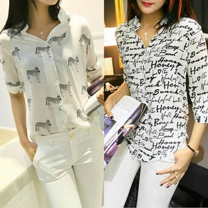 Button Detail Letter Print T Shirt