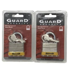 Guard Security Keyed Padlock 740 Hardened Laminated Steel 1-1/2" Shackle Brass