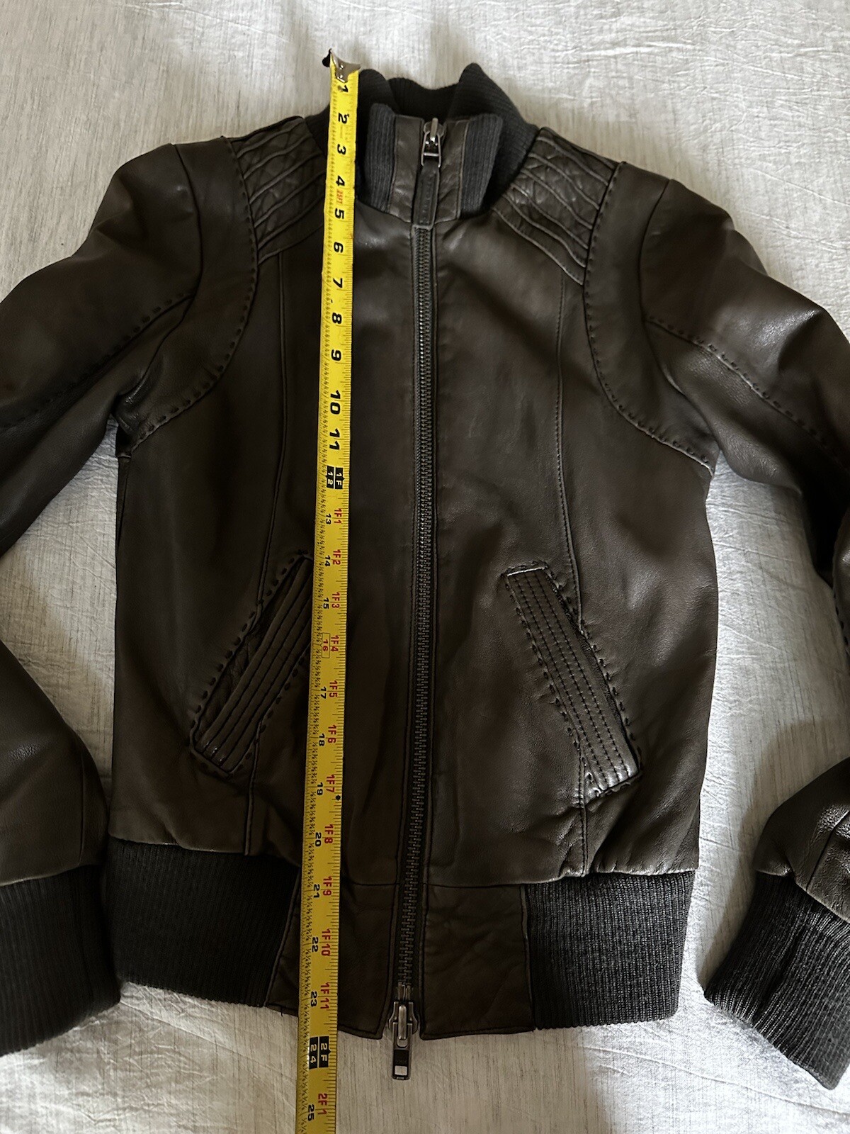 Aritzia MACKAGE Lamb Leather Bomber Jacket XXS Gem