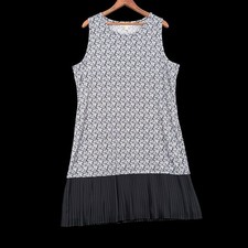 Michael Kors Womens Paisley Sleeveless Midi Dress Sz XL Black Pleated Hem