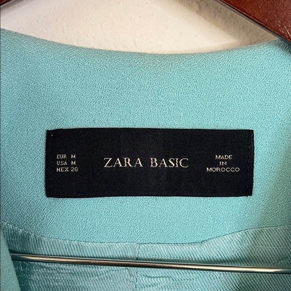 Zara Basic Teal Blazer Medium Acetate Formal Work… - image 7