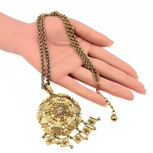 Authentic Amazing Etruscan Gold Plated Pyramidal Bohemian Medallion Necklace