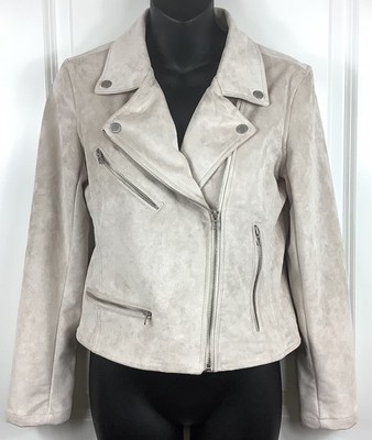 Blank NYC Faux Suede Moto Jacket Women's Size XS Beige WORN ONCE