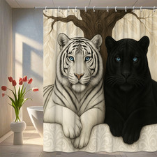 Elegant Black and White Tiger Shower Curtain - Unique Home Decor