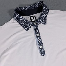 FootJoy Golf Polo Mens XL White Floral Collar Short Sleeve Performance Shirt
