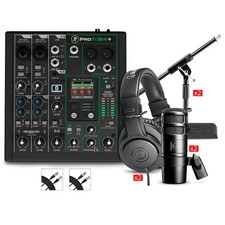 Mackie ProFX6v3 Content Creator Bundle W/AT2040 Mis and ATH-M20X Headphones